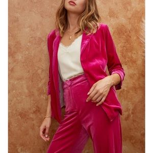 Skies are blue magenta velvet blazer